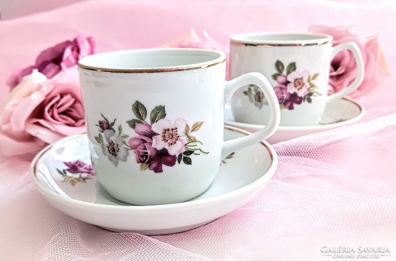 Hollóházi rózsás kávés csészék 2db darabonként