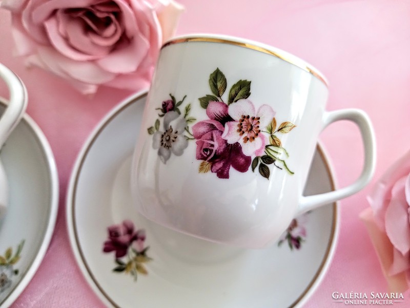 Hollóházi rózsás kávés csészék 2db darabonként