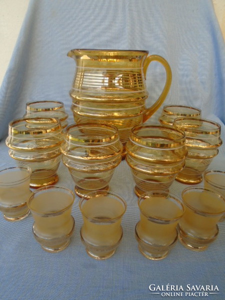 Old bohemian drink set 6 +6 +1+ 1 piece in a quarter might never have been used