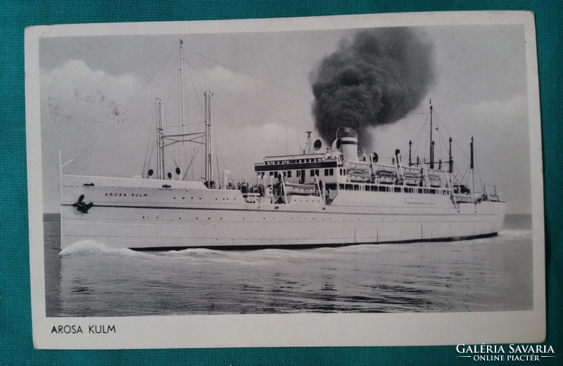 Arosa Kulm hajó,fekete-fehér,használt képeslap, 1953