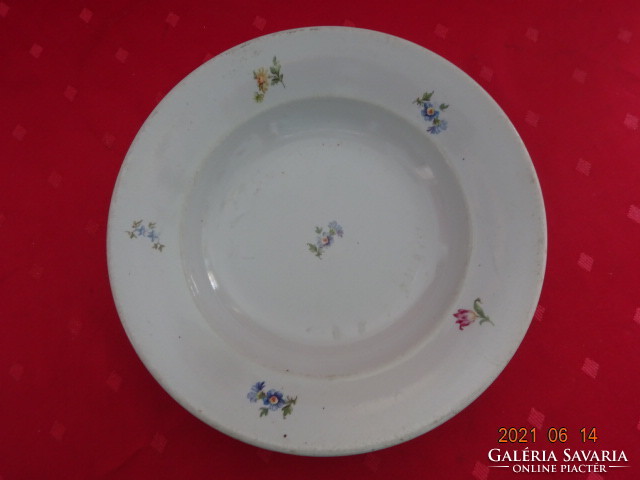 Zsolnay porcelain, antique, shield-stamped, flower-patterned deep plate, diameter 23.5 cm. He has!