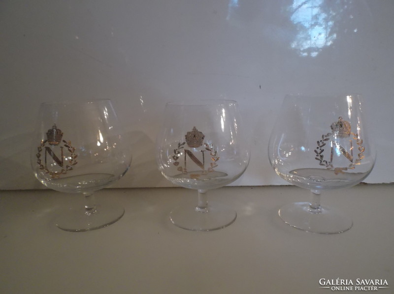 Glasses - 3 pcs - Napoleon - exclusive - gold-plated - cognac glass - 1.5 dl - flawless