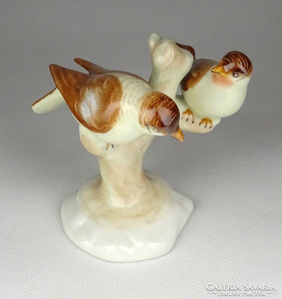 1F028 Régi Aquincum porcelán madár pár figura 10 cm