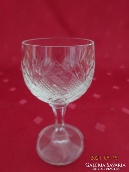 Glass beaker with liqueur, height 8 cm. He has!