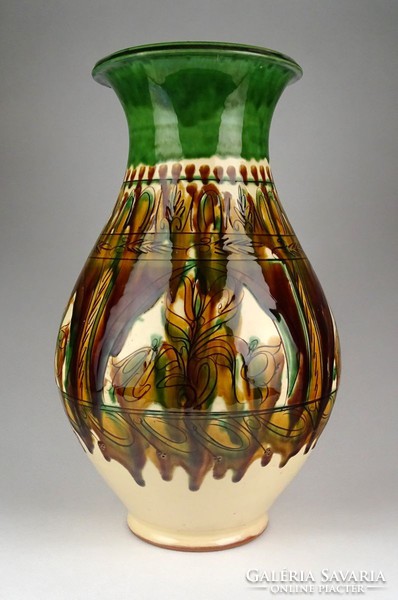 1F043 Busi Lajos nagyméretű mezőtúri kerámia váza 39.5 cm