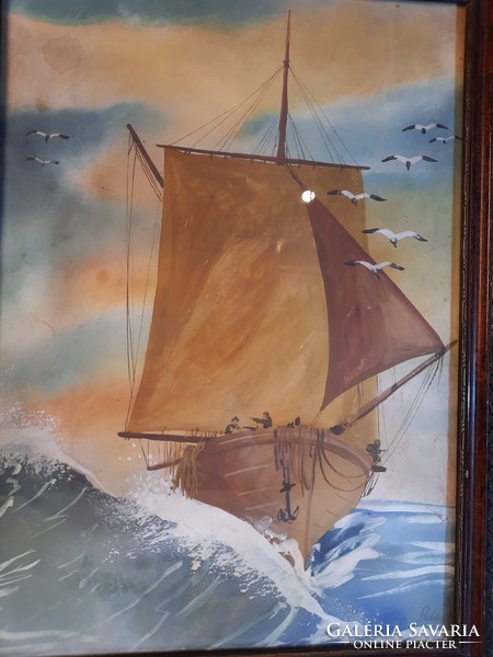 Joseph Petkes: sea sailboat, painting