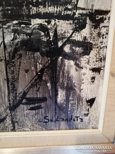 Sara Landeta - olaj, vászon festmény, eredeti keretében, szignózott, hibátlan, 87 cm