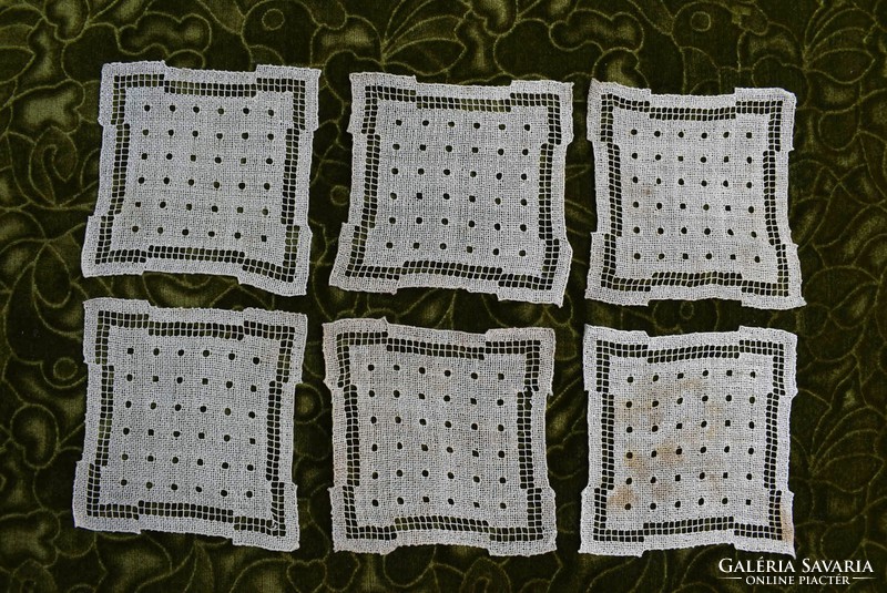 Rece lace needlework home textile decoration small table centerpiece 13 x 13 cm x 6 pcs.