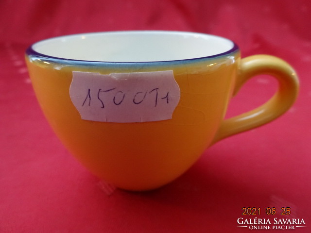 Olasz porcelán sárga színű kávéscsésze, átmérője 6,5 cm. Jókai.