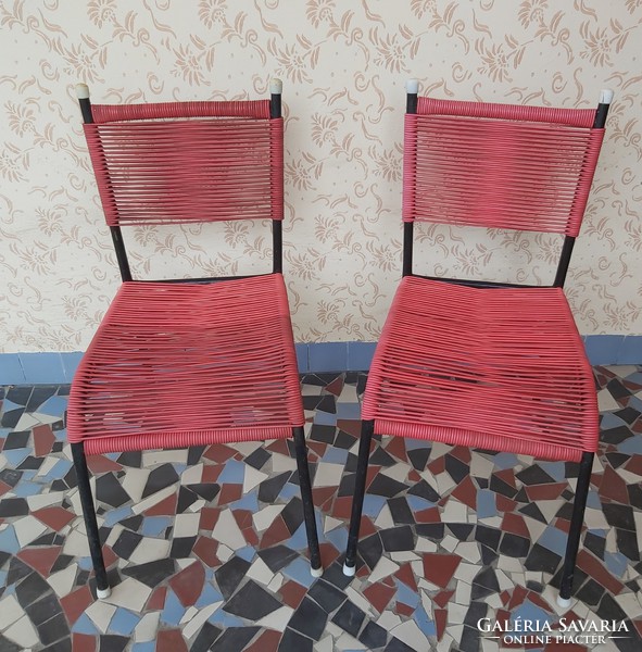 Retro drótos fonott székek szék nosztalgia darabok , Egyben eladók ,Midcentury