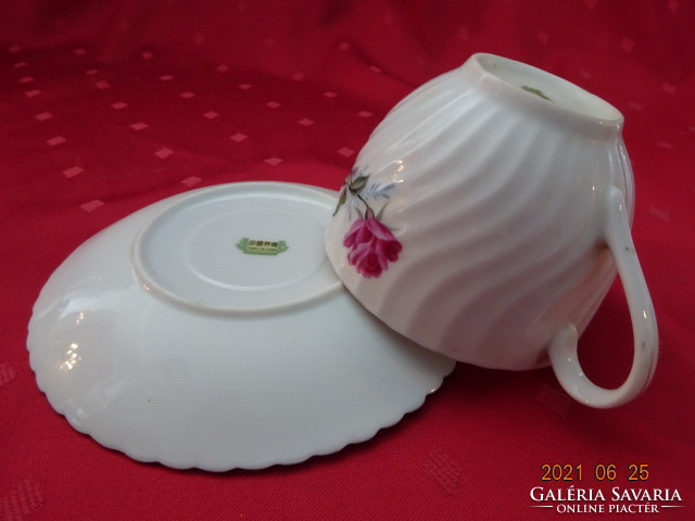 Kínai porcelán, rózsa mintás teáscsésze + alátét. Vanneki!