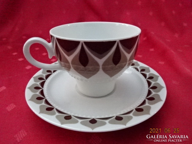 Eschenbach bavaria german porcelain teacup + placemat with brown pattern. He has!