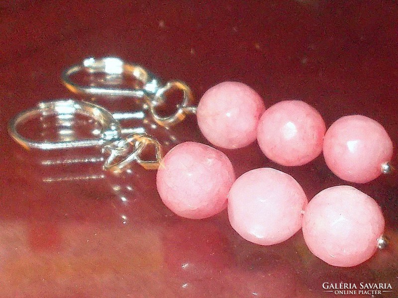 Rare! Pink rhinestone mineral pearl earrings