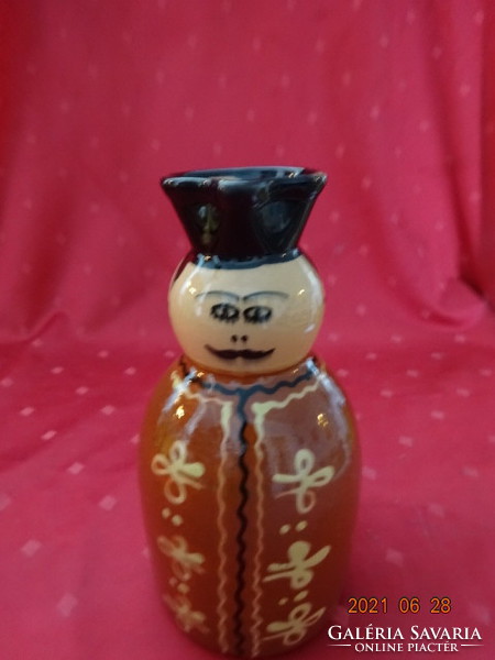 Glazed ceramic jug, height 18.5 cm. He has!