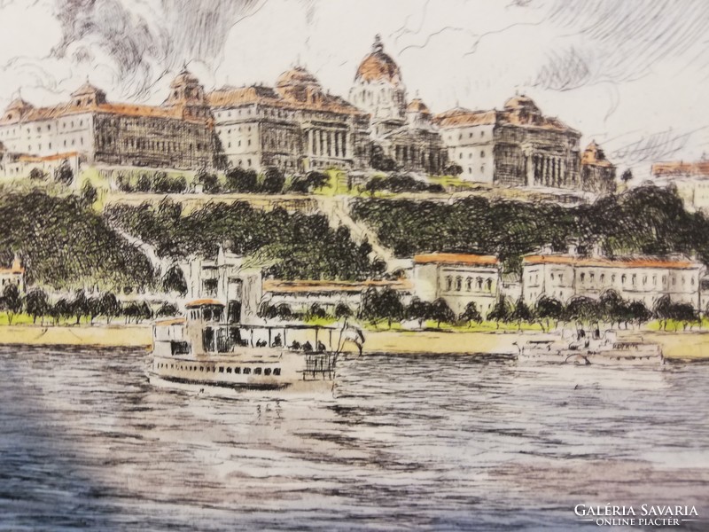 BAJOR ÁGOST  Dunai látkép a várral színezett  HETI akció5