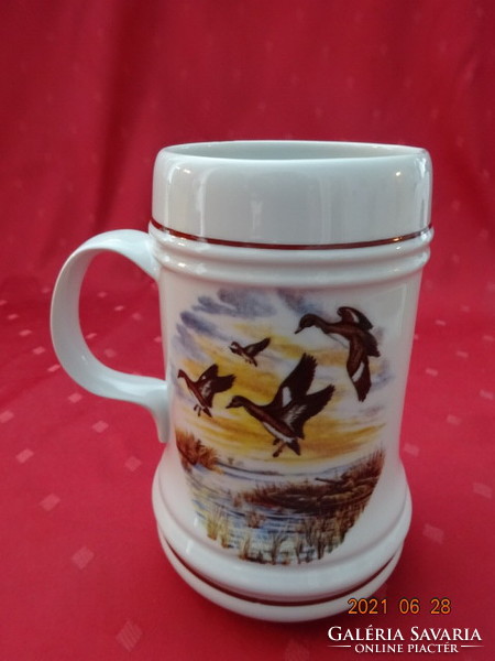 Hollóház porcelain beer mug, wild duck pattern, height 17 cm. He has!
