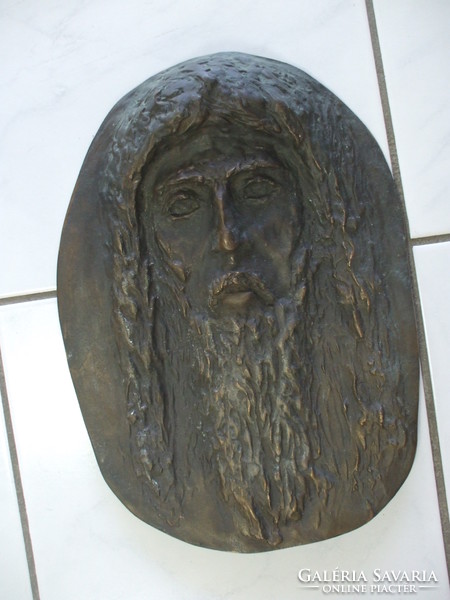 Nagyméretű bronz v réz Jézus dombormű szobor relief