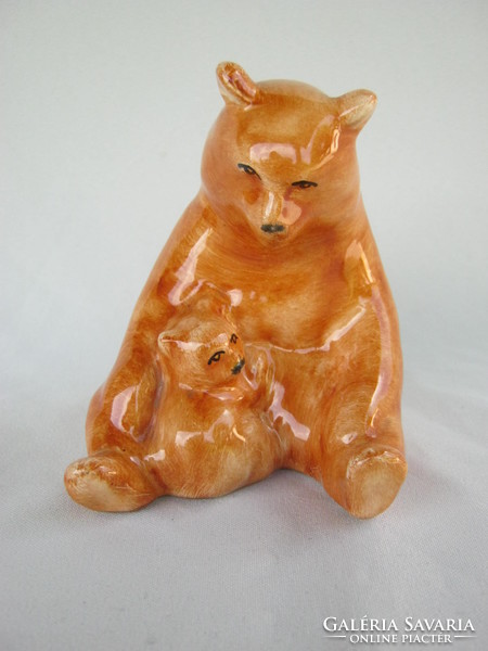 Retro ... Bodrogkeresztúr ceramic figurine nipple teddy bear teddy bear with little bocce