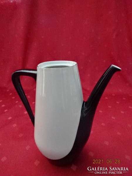 Hollóház porcelain coffee pot, color black / white, without lid. He has!
