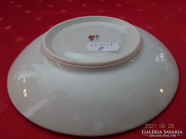 Japán porcelán teáscsésze alátét, jelenetet ábrázoló képpel, átmérője 14,5 cm. Vanneki!