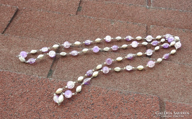 Necklace made of pink cylinders