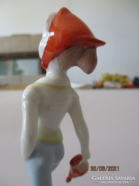 Régi Aquincumi kendős esernyős kislány porcelán