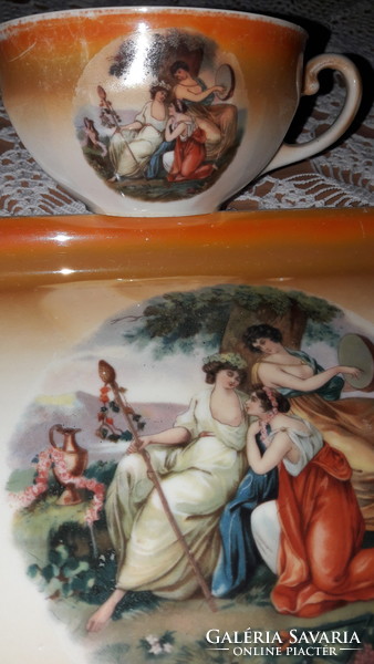 Cseh, antik porcelán kínáló, ajándék kávés csészével, Union