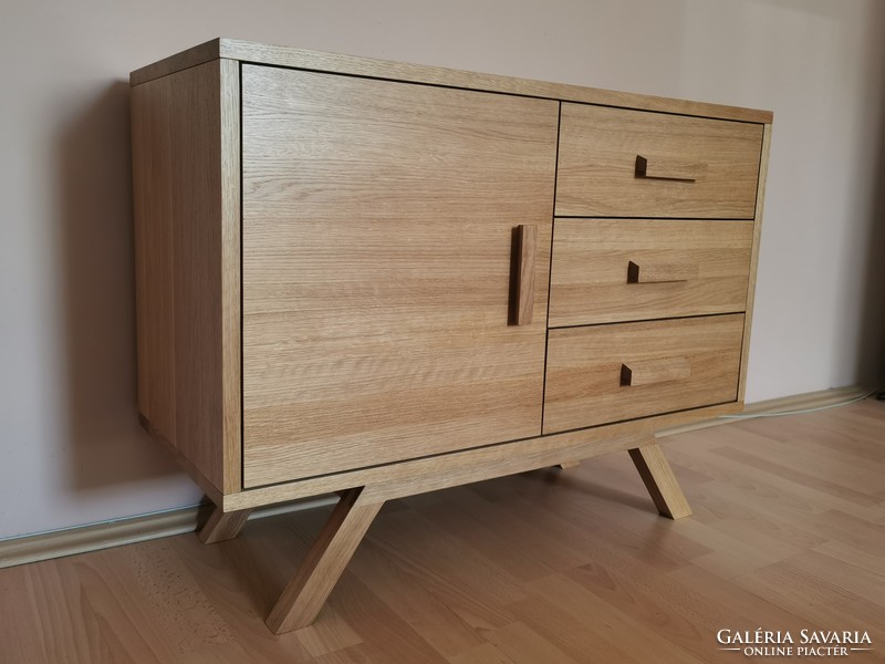 Mid century style chest of drawers / solid oak / space age / designer