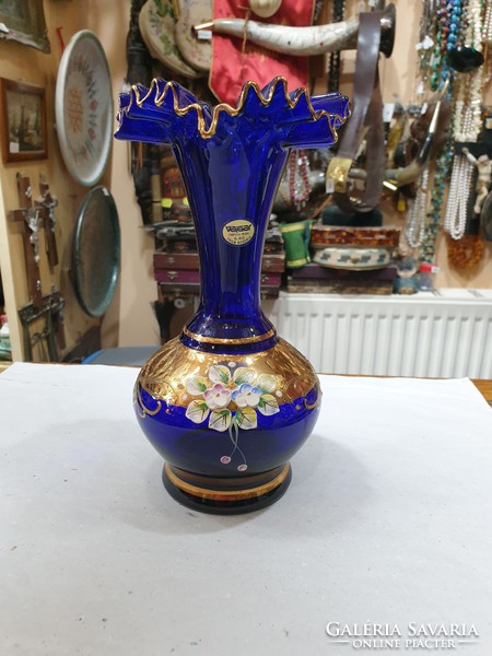 Csehszlovák aranyozott üveg váza