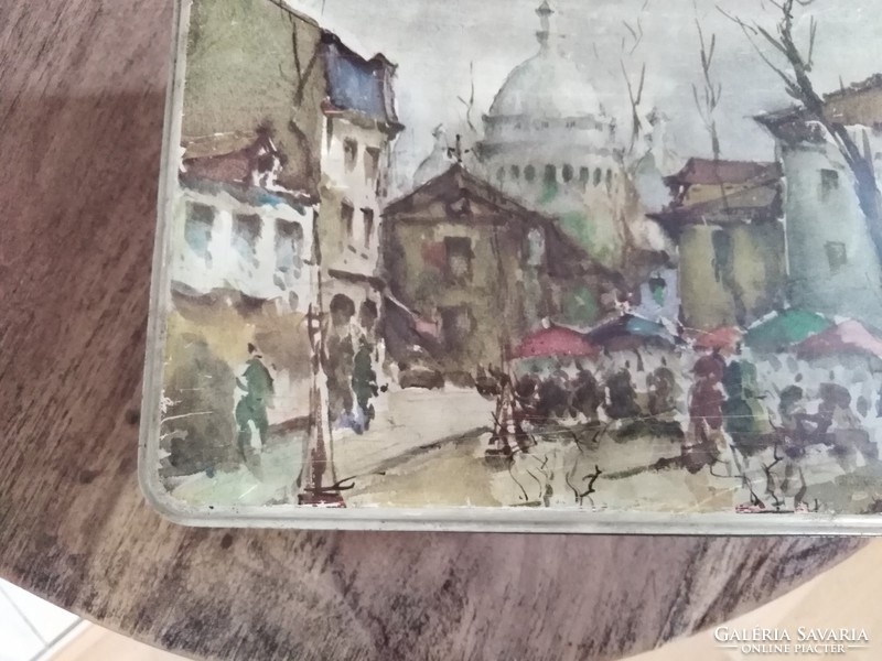 Antik, desszertes bádog dobozka /Paris