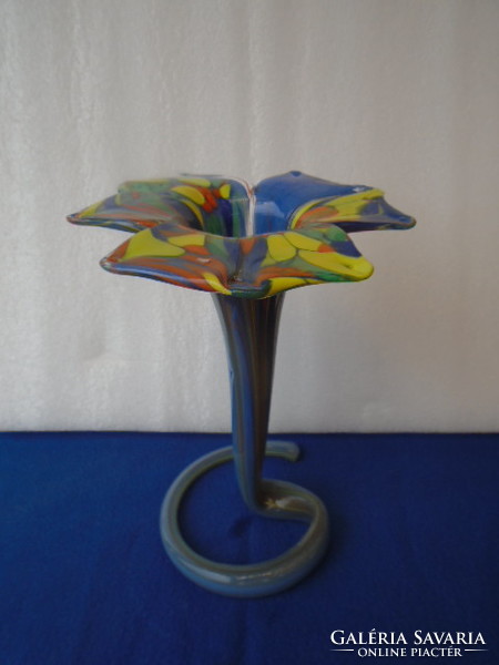 Régi muránói művészi fújtüveg váza 19 x 13 cm