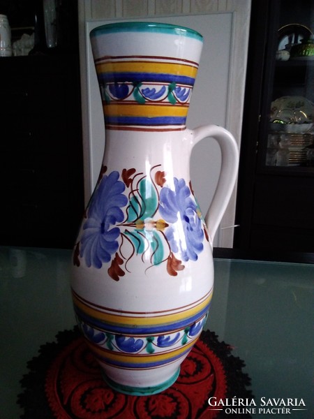 Hand-painted folk jug with the maker's signature and date, in beautiful colors!