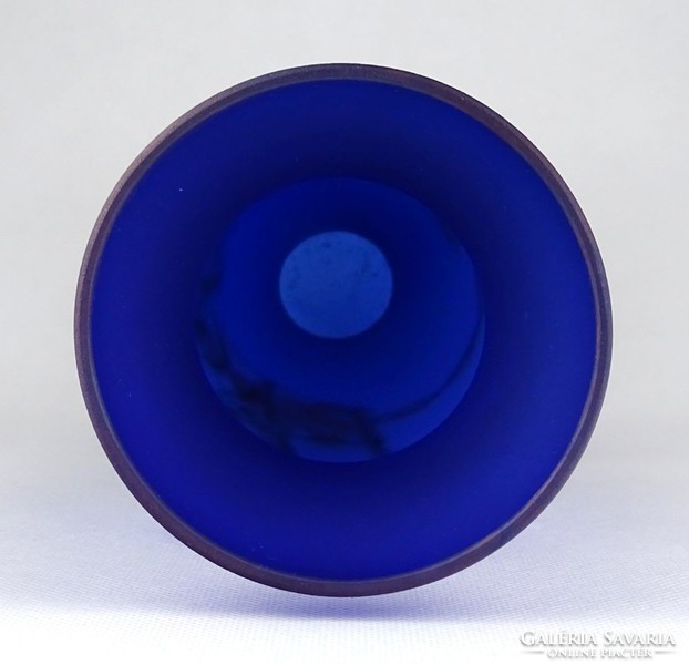 1F131 Jon Art kortárs kék művészi üveg váza 29.5 cm