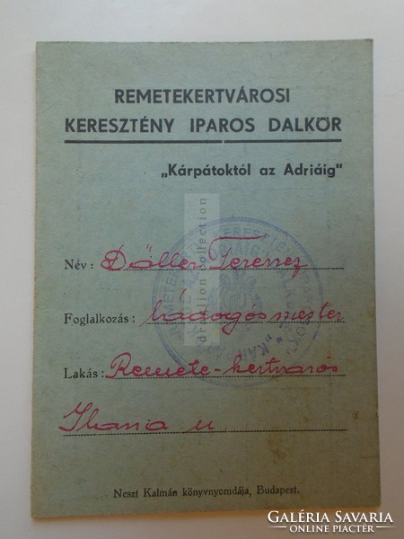 G21.2 Remetekertváros  - Irredenta  Keresztény Iparos Dalkör  Kárpátoktól az Adriáig  1939