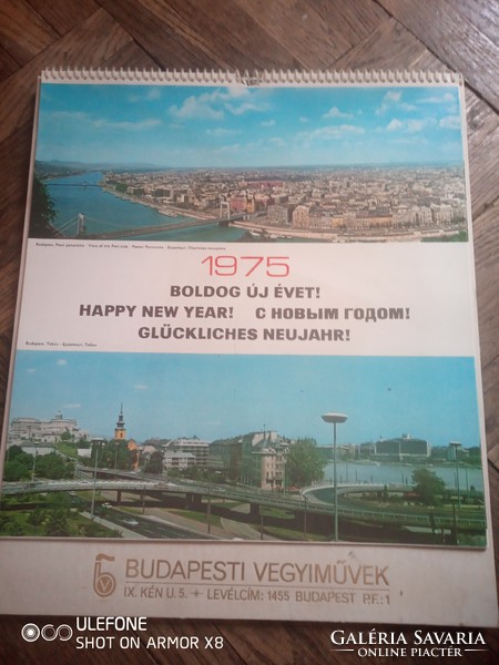 Budapesti Vegyiművek budapesti képekkel díszített 1975-ös falinaptár