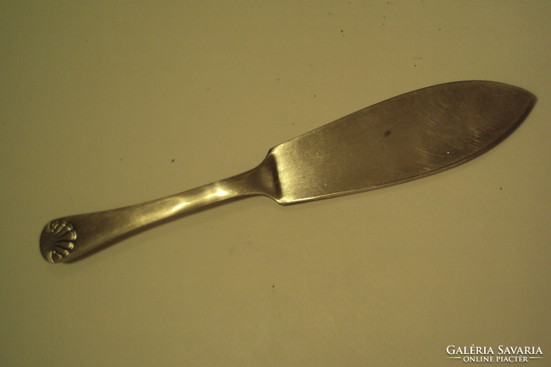 Silver-plated buttered knife with ornate handle. (English made-silver plated)