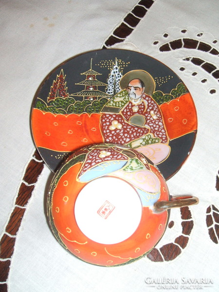 Antik japán tojáshéj porcelán kávés és süteményes készlet