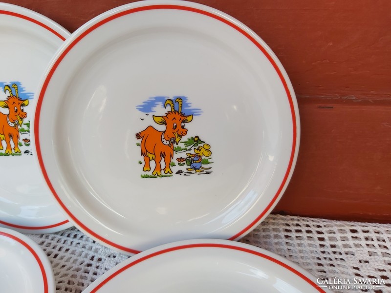 Rare zsolnay fairytale figure goat mouse figure plate plates nostalgia collectibles