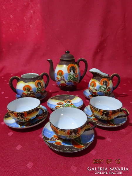 Japanese porcelain, hand-painted triple coffee set. He has!
