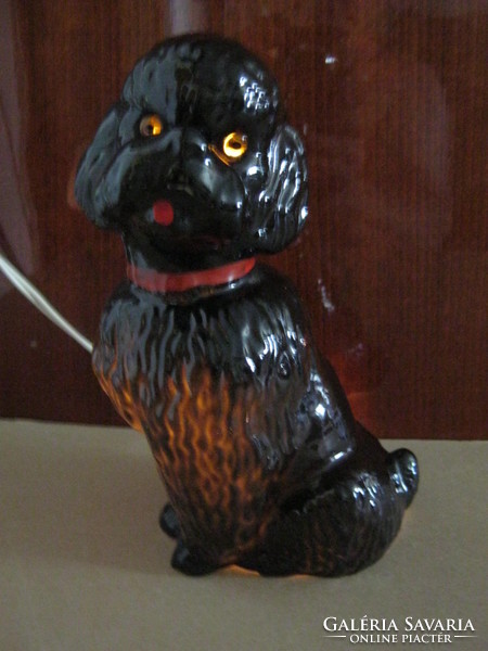 Retro ... pudli fekete uszkár kutya porcelán lámpa