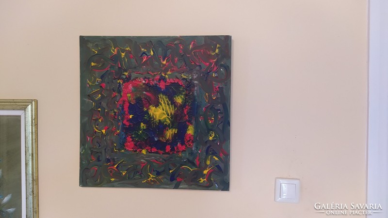 (K) Szép absztrakt festmény 50x50 cm