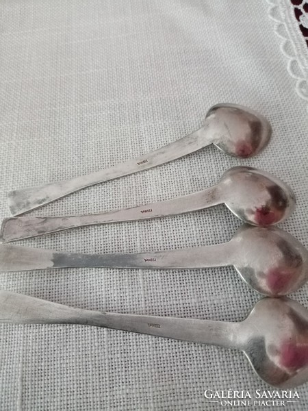 4 marked, antique silver-plated art deco coffee spoons