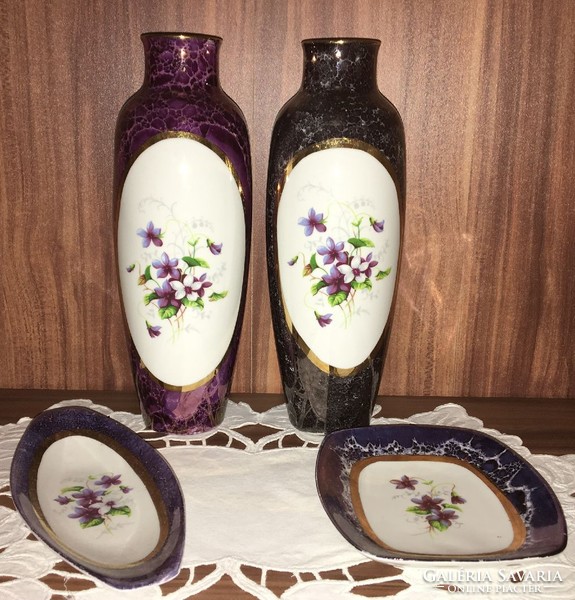 Raven house violet vases, bowls