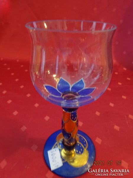 Stemmed wine glass, cobalt blue and gold decoration, height 16.5 cm. He has!