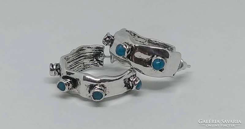 Uniquely designed silver filled blue crystal hoop earrings