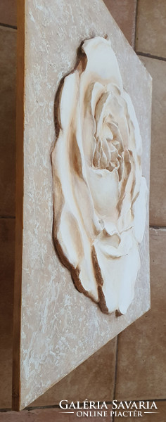 Rose relief, plaster wood, 46 cm x 46 cm, miller gabriella