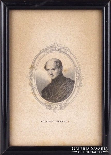 1F317 Keretezett Kölcsey Ferenc acélmetszet portré 14 x 10 cm