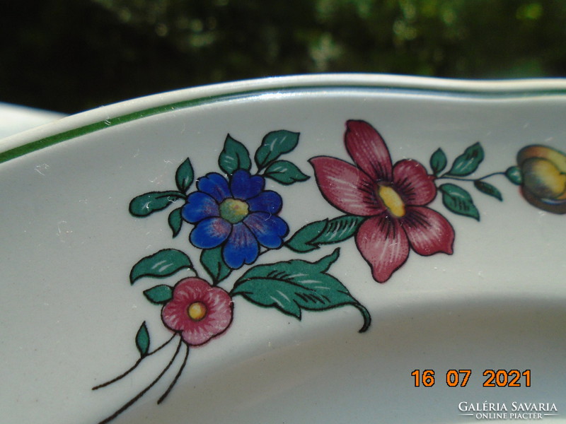 Older villeroy&boch alt strassburg pink floral polychrome bowl, mercury marking, 25 cm