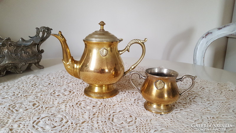 Beautiful brass tea and coffee pot with sugar holder