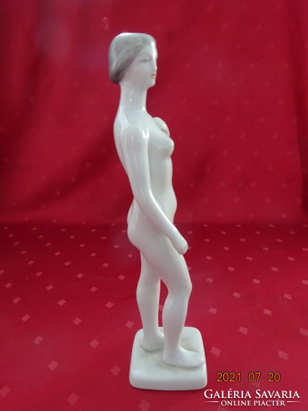 Hollóházi porcelán figura, kézzel festett női akt szobor, magassága 28,5 cm. Vanneki!
